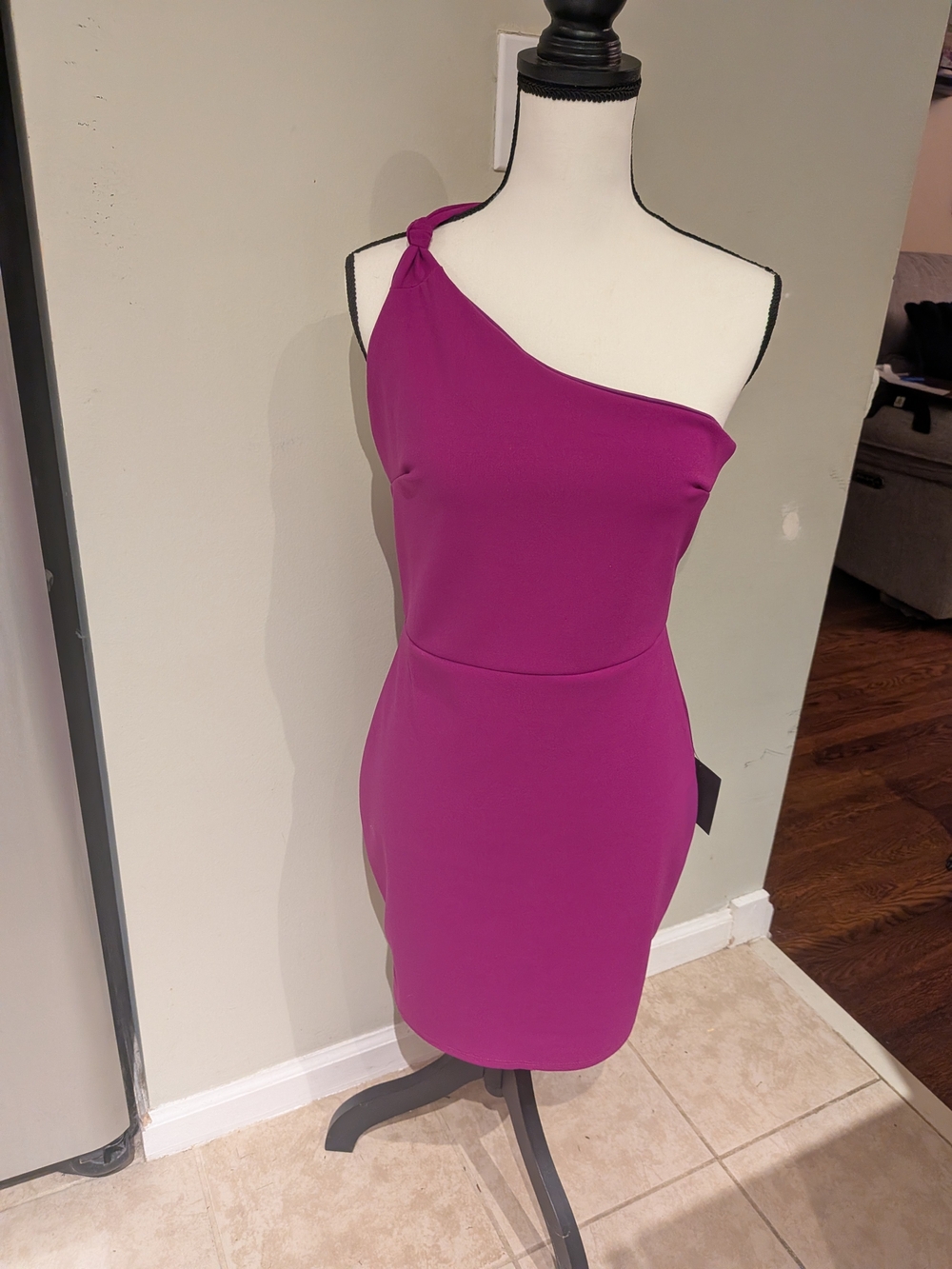 Ravishing Luxury Magenta One-Shoulder Bodycon Mini Dress